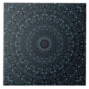 Baby Blue Mandala mit zarter Symmetrie Fliese