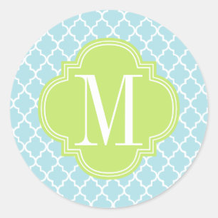 Baby Blue marokkanische Tiles Lattice Personalisie Runder Aufkleber