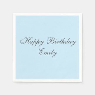 Baby Blue Minimalist Birthday Party Napkins Serviette