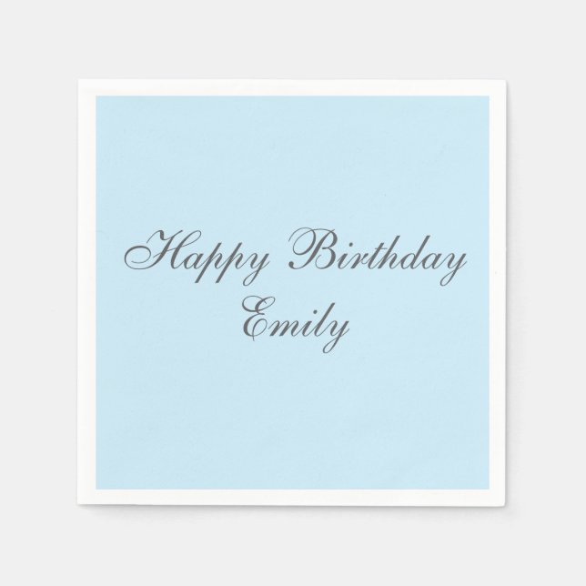 Baby Blue Minimalist Birthday Party Napkins Serviette (Vorderseite)
