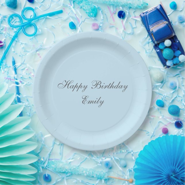 Baby Blue Minimalist Birthday Party Paper Plates Pappteller (Party)