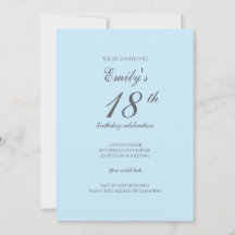 Baby Blue Minimalistische 18. Geburtstagseinladung