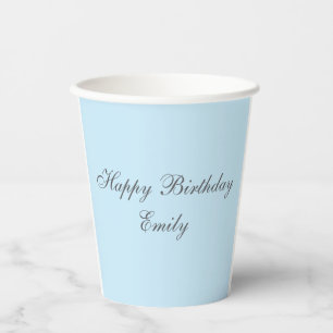 Baby Blue Minimalistische Geburtstagsfeier Papiert Pappbecher