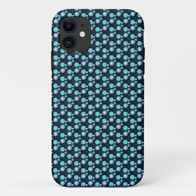 Baby Blue Mint Polka Dots Muster iPhone Case (Rückseite)