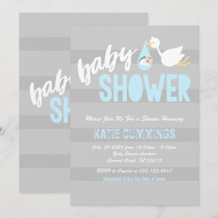 Baby Blue mit Stork Baby Dusche Einladung