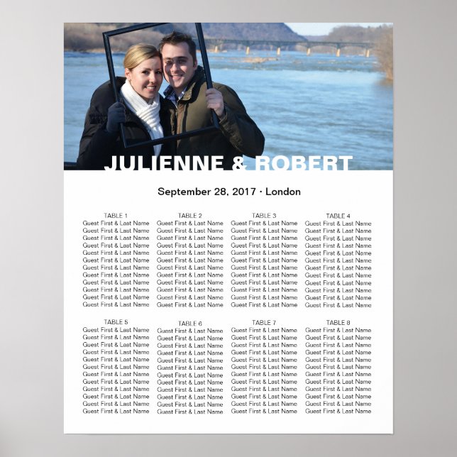 Baby Blue Modern Foto Hochzeitskarte Poster (Vorne)