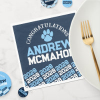 Baby Blue & Navy Pawprint Abschluss Paper