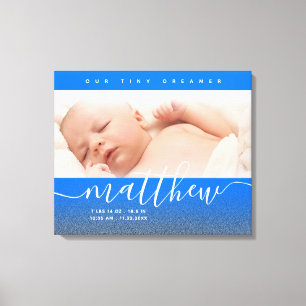 Baby Blue Newborn Baby Foto Glitzer Leinwanddruck