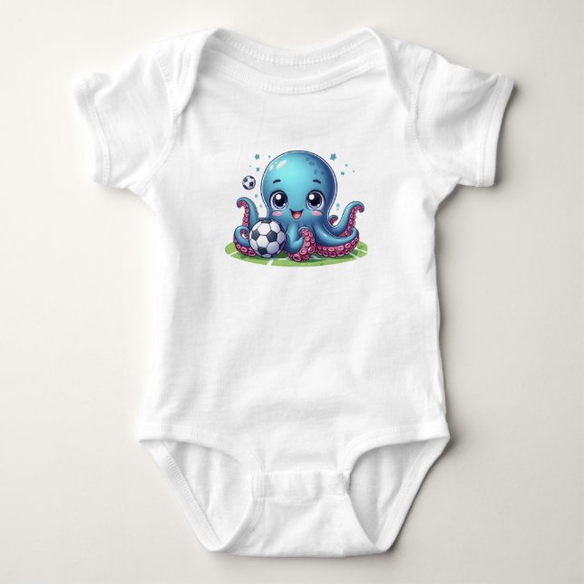 Baby Blue Octopus Football Player Strampler (Vorderseite)