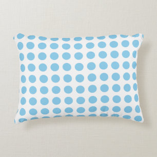 Baby Blue on White Large Horizontal Polka Dots Dekokissen