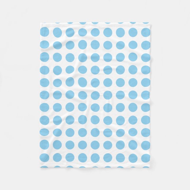 Baby Blue on White Large Horizontal Polka Dots Fleecedecke (Vorderseite)
