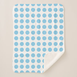 Baby Blue on White Large Horizontal Polka Dots Sherpadecke