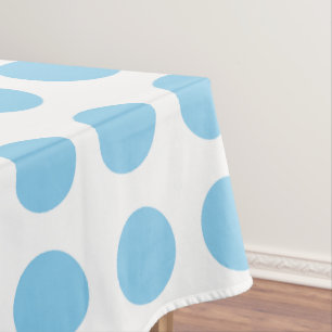 Baby Blue on White Large Horizontal Polka Dots Tischdecke