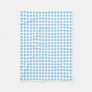Baby Blue on White Medium Horizontal Polka Dots Fleecedecke
