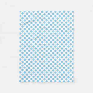 Baby Blue on White Medium Size Polka Dots Fleecedecke