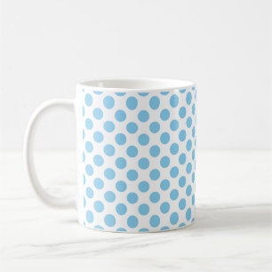 Baby Blue on White Medium Size Polka Dots Muster Kaffeetasse
