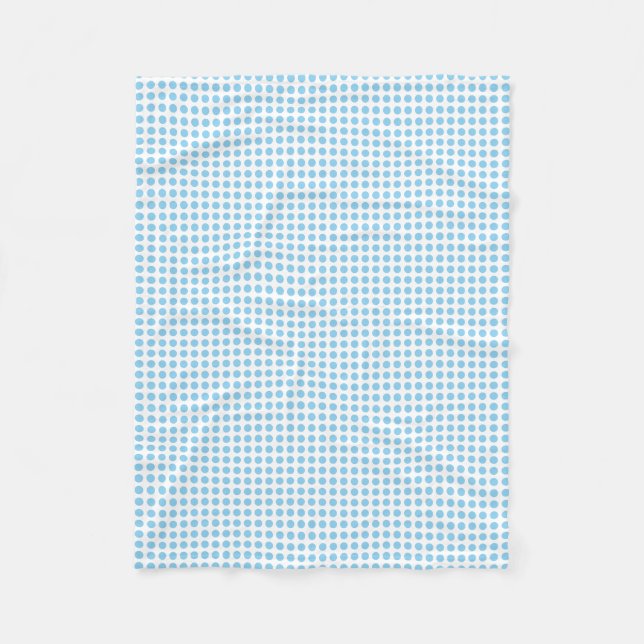 Baby Blue on White Small Horizontal Polka Dots Fleecedecke (Vorderseite)