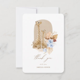 Baby Blue Pampas Grass Giraffe Baby Dusche Dankeskarte