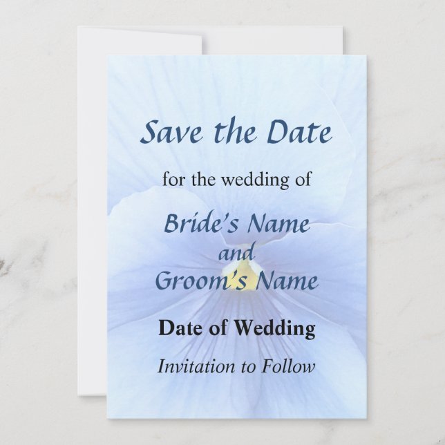 Baby Blue Pansy Save the Date (Vorderseite)