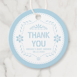 Baby blue papel picado Danke Baby Boy Dusche Geschenkanhänger