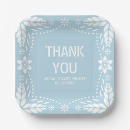 Baby Blue Papel picado Danke Baby Girl Dusche Pappteller