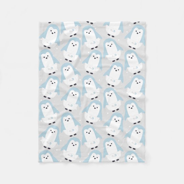 Baby Blue Penguin Pattern Fleece Blanket (Vorderseite)