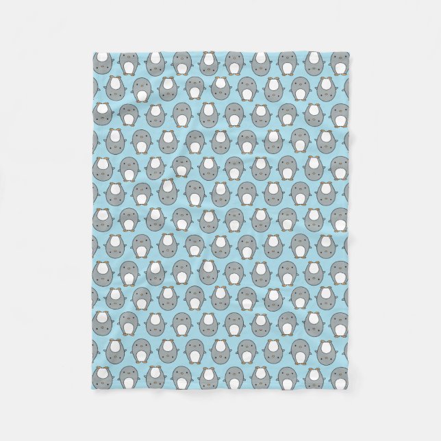 Baby Blue Pinguin Pattern Fleecedecke (Vorderseite)