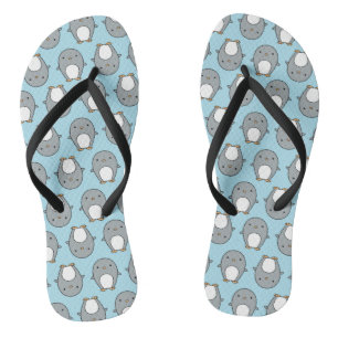Baby Blue Pinguin Pattern Flip Flops