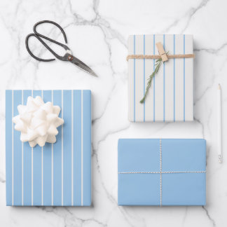 Baby Blue Pinstripe - Klassischer Minimalismus Geschenkpapier Set