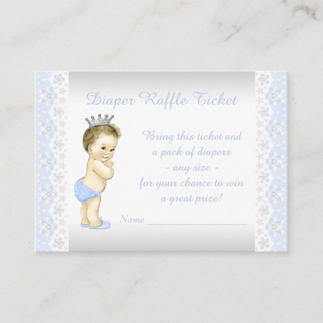 Baby Blue Prince Diaper Raffle Ticket Begleitkarte (Vorderseite)