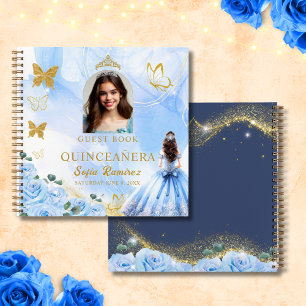 Baby Blue Princess Foto Quinceañera Gästebuch Notizbuch