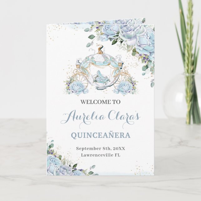 Baby Blue Princess Quinceañera Orden der Veranstal Programm (Vorderseite)