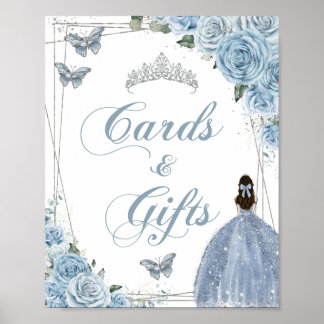 Baby Blue Princess Schmetterlinge Silberkarten Ges Poster