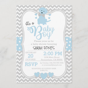 Baby Blue Puppy Baby Dusche Einladung