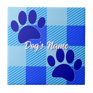 Baby Blue Puppy Paw Prints Individuelle Name Fliese