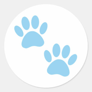 Baby Blue Puppy Paw Prints Runder Aufkleber