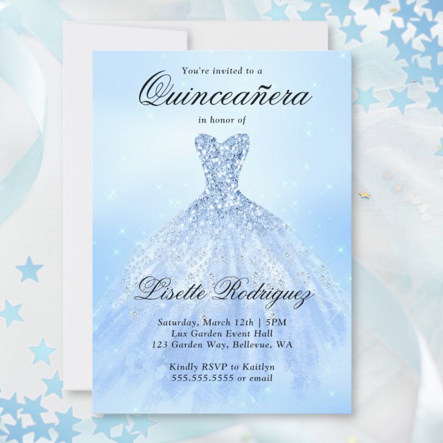 Baby Blue Quinceanera Einladung (Von Creator hochgeladen)