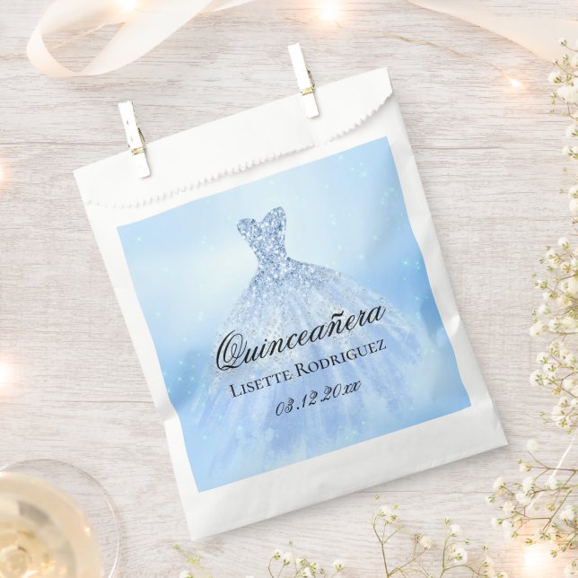 Baby Blue Quinceanera Geschenktütchen (Ausgeschnitten)