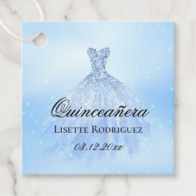 Baby Blue Quinceanera Personalisiert Geschenkanhänger (Vorderseite)