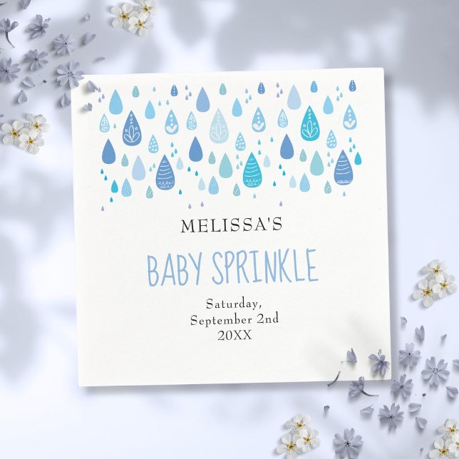 Baby Blue Raindrops Baby Boy Sprinkle Dusche Serviette (Baby Blue Raindrops Baby Boy Sprinkle Shower Napkins)