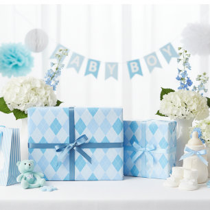 Baby Blue Raute Baby Dusche Geschenkpapier