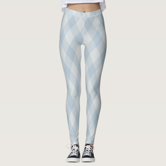 Baby Blue Raute Muster Leggings - Cosy & Chic (Vorderseite)