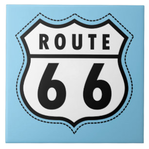 Baby Blue Route 66 Zeichen Fliese