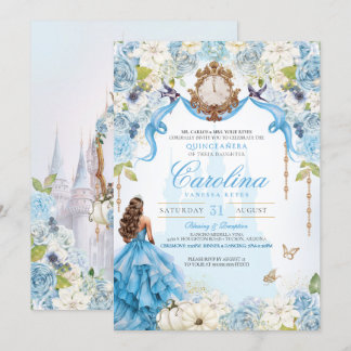 Baby Blue Royal Princess Cinderella Quinceañera Einladung