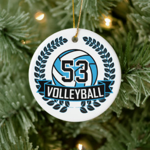 Baby Blue & Schwarz 🏐 Volleyball Keramik Ornament