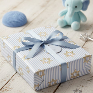 Baby Blue Shalom Zachor Jüdisch Geschenkpapier