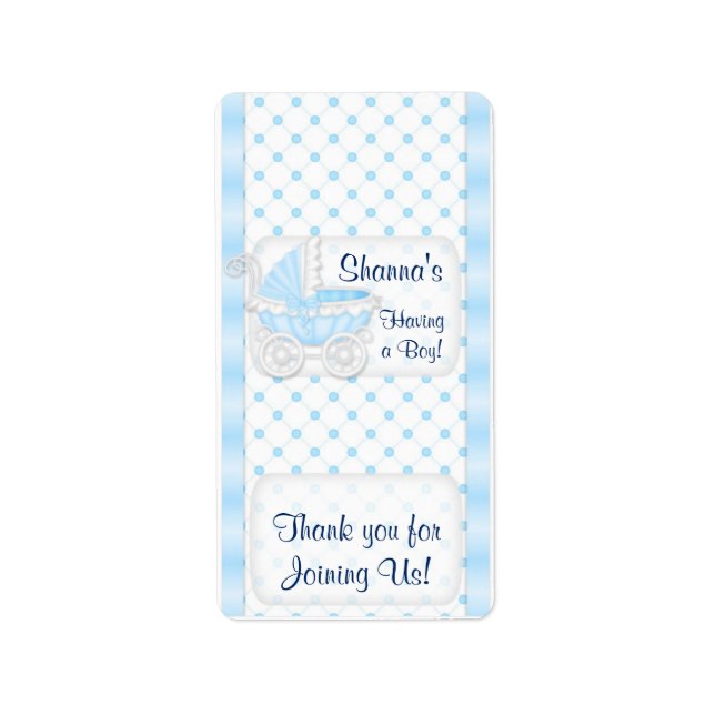 Baby Blue Shower Hersheys Miniatur Bonbonverpackun Adressaufkleber (Vorne)