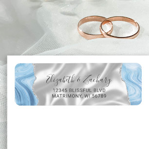 Baby Blue Silber Achat Seiden Hochzeit Rücksendead