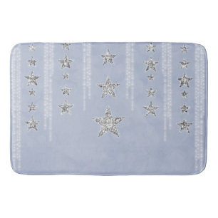Baby Blue & Silber Glitter Sterne Funkeln Glam Badematte