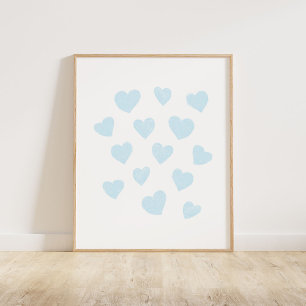 Baby Blue Small Hearts Poster